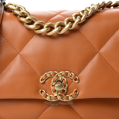 Chanel Lambskin Quilted Medium Chanel 19 Flap Light Brown 10 of 10