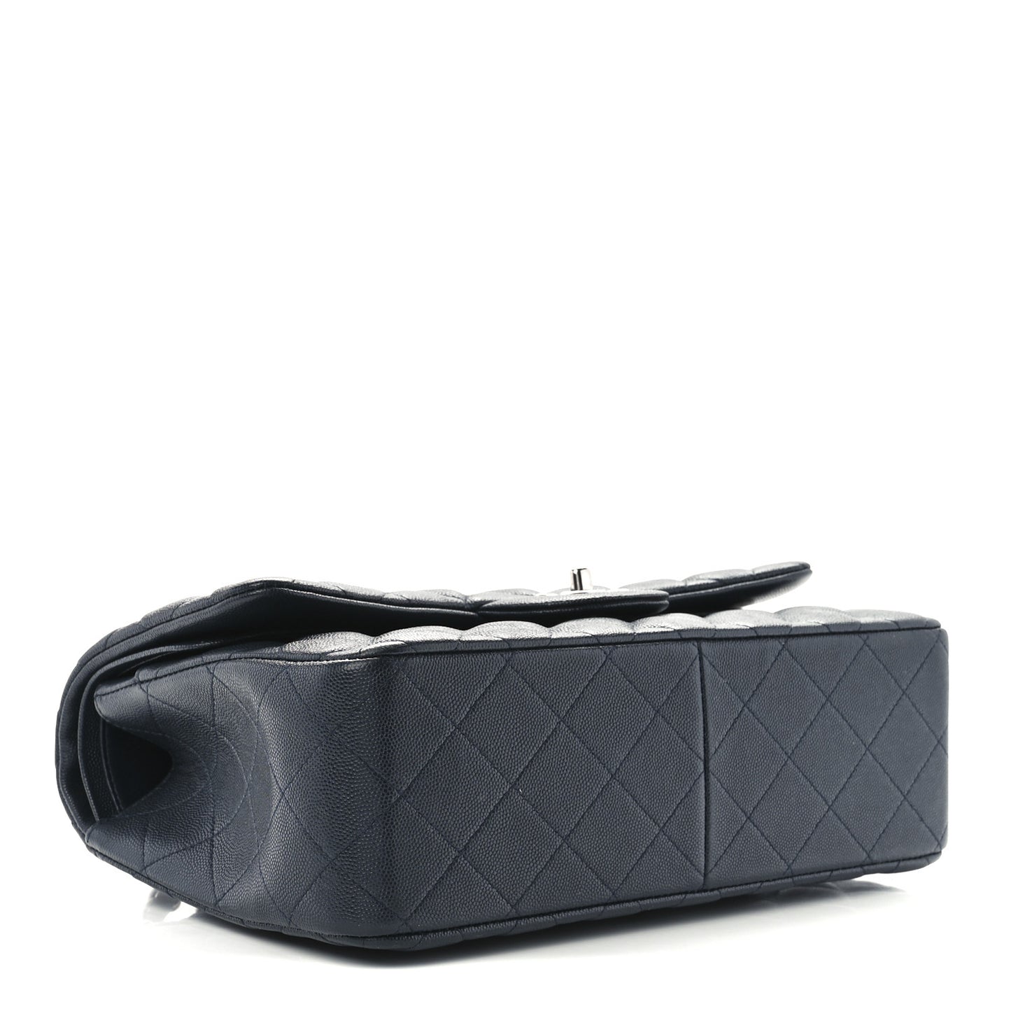 Caviar Quilted Jumbo Double Flap Navy Blue