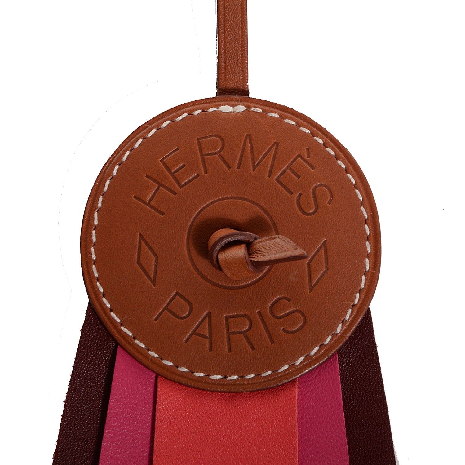 Hermes Hunter Cowhide Milo Lambskin Paddock Flot Bag Charm Rose Shocking Rouge H Rose Jaipur 3 of 5