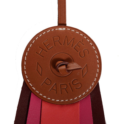 Hermes Hunter Cowhide Milo Lambskin Paddock Flot Bag Charm Rose Shocking Rouge H Rose Jaipur 3 of 5