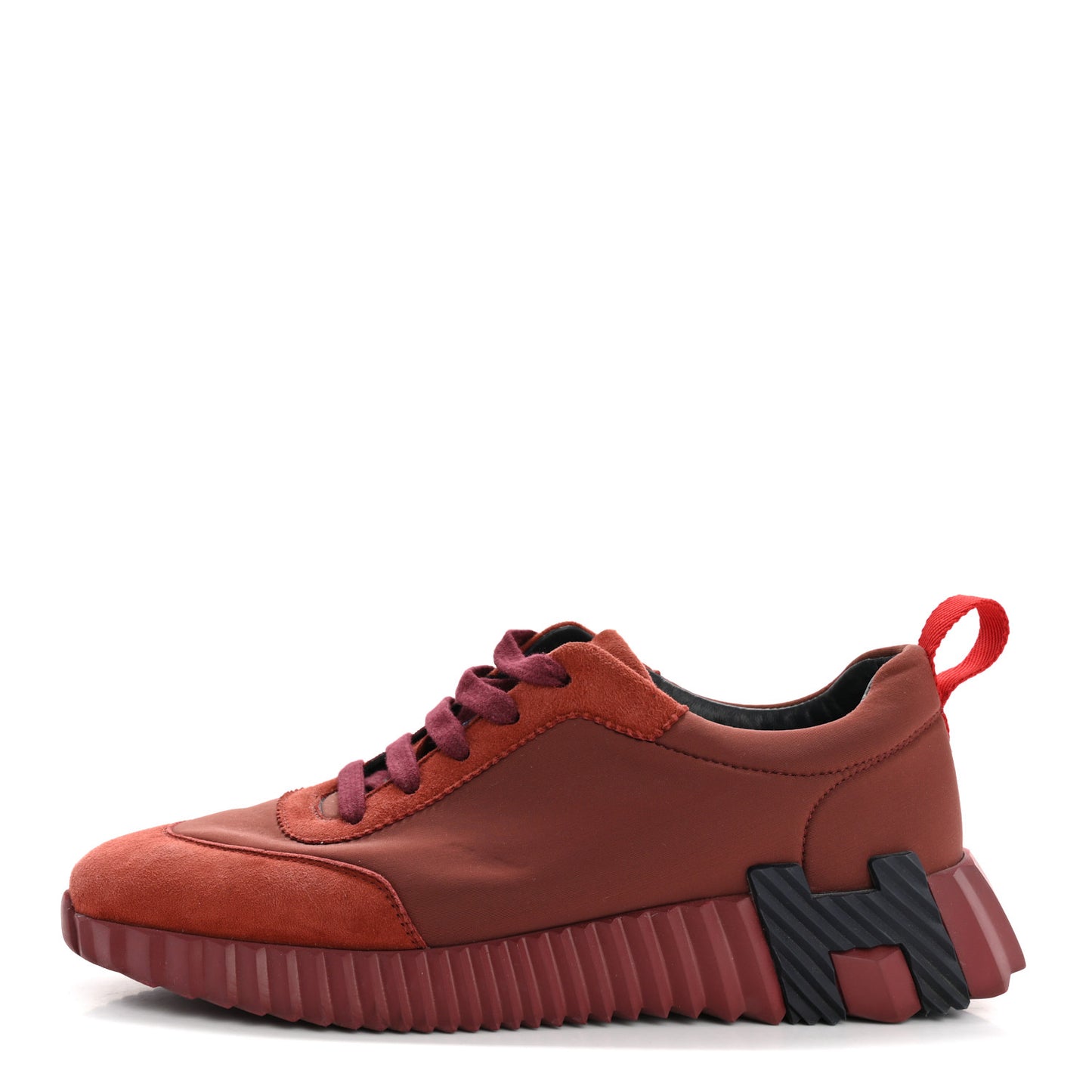 Parachute Fabric Suede Goatskin Bouncing Sneakers 37.5 Bordeaux