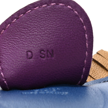 Hermes Milo Lambskin Grigri Rodeo Horse Bag Charm MM Bleu de Malte Kraft Violet 4 of 5