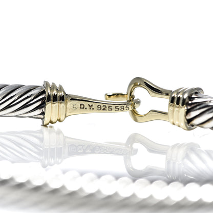 David Yurman Sterling Silver 14K Yellow Gold 5mm Cable Classic Buckle Bracelet 4 of 4
