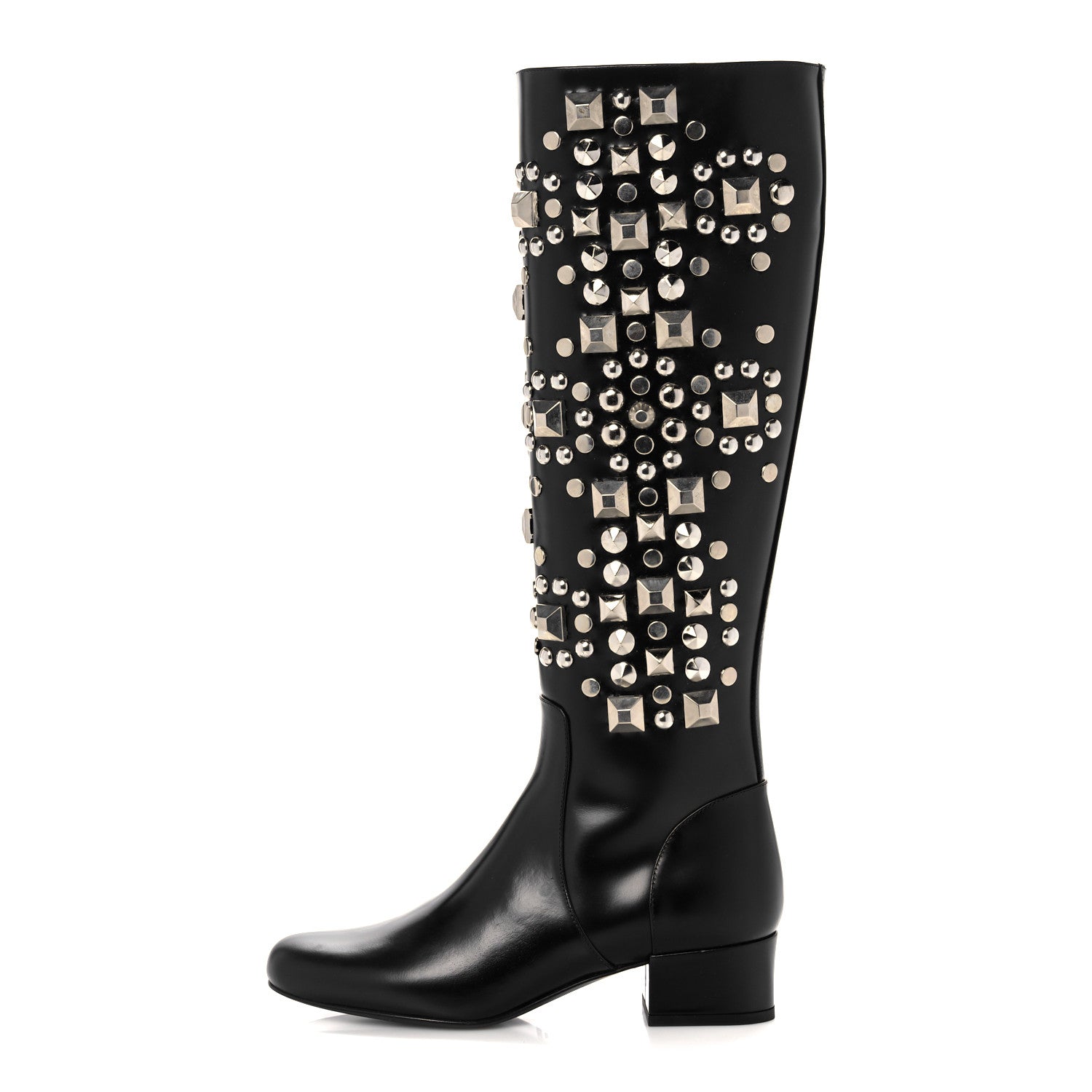 Saint Laurent Ketta Studded Babies 40 Brod Knee High Boots 36 Black 1 of 12