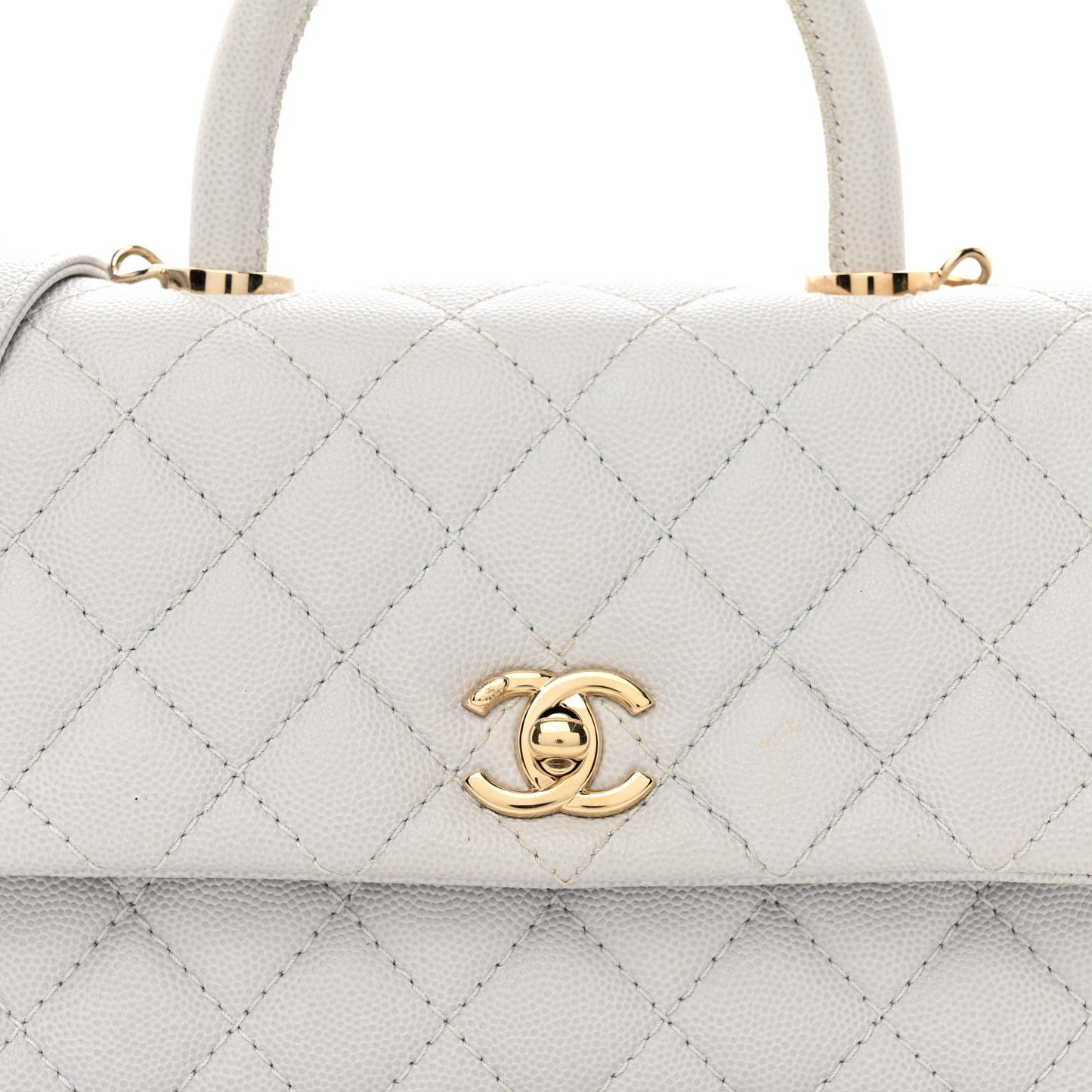 Caviar Quilted Mini Coco Handle Flap Light Grey