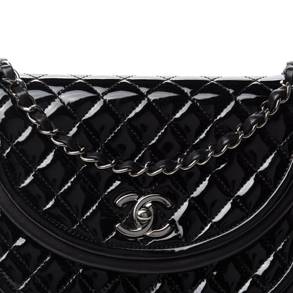 Chanel Lambskin Patent Classic Twist Crescent Flap Bag Black 10 of 10