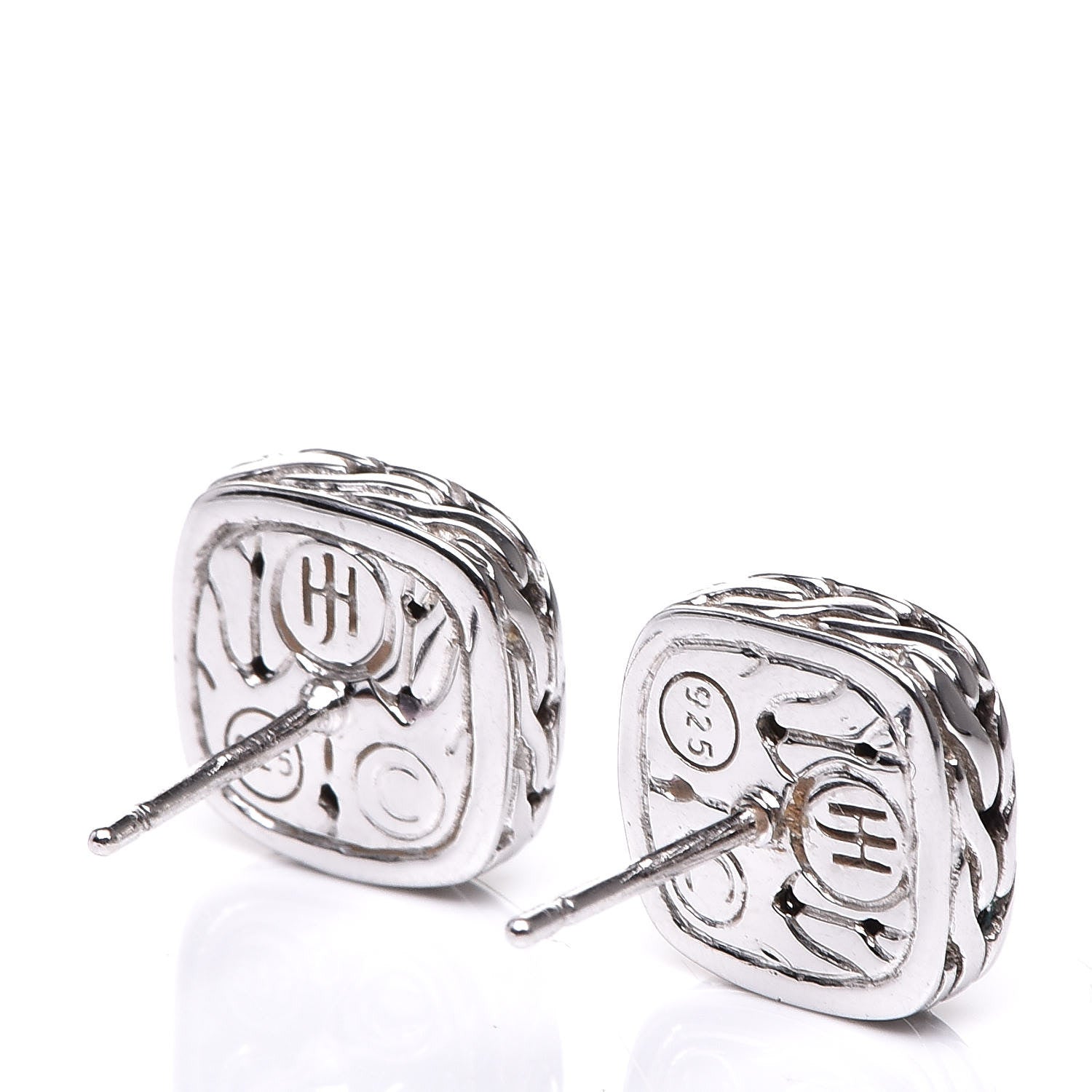 John Hardy Sterling Silver Black Sapphire Classic Chain Square Earrings 3 of 5
