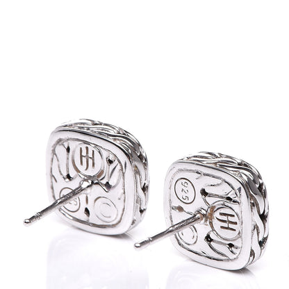 John Hardy Sterling Silver Black Sapphire Classic Chain Square Earrings 3 of 5