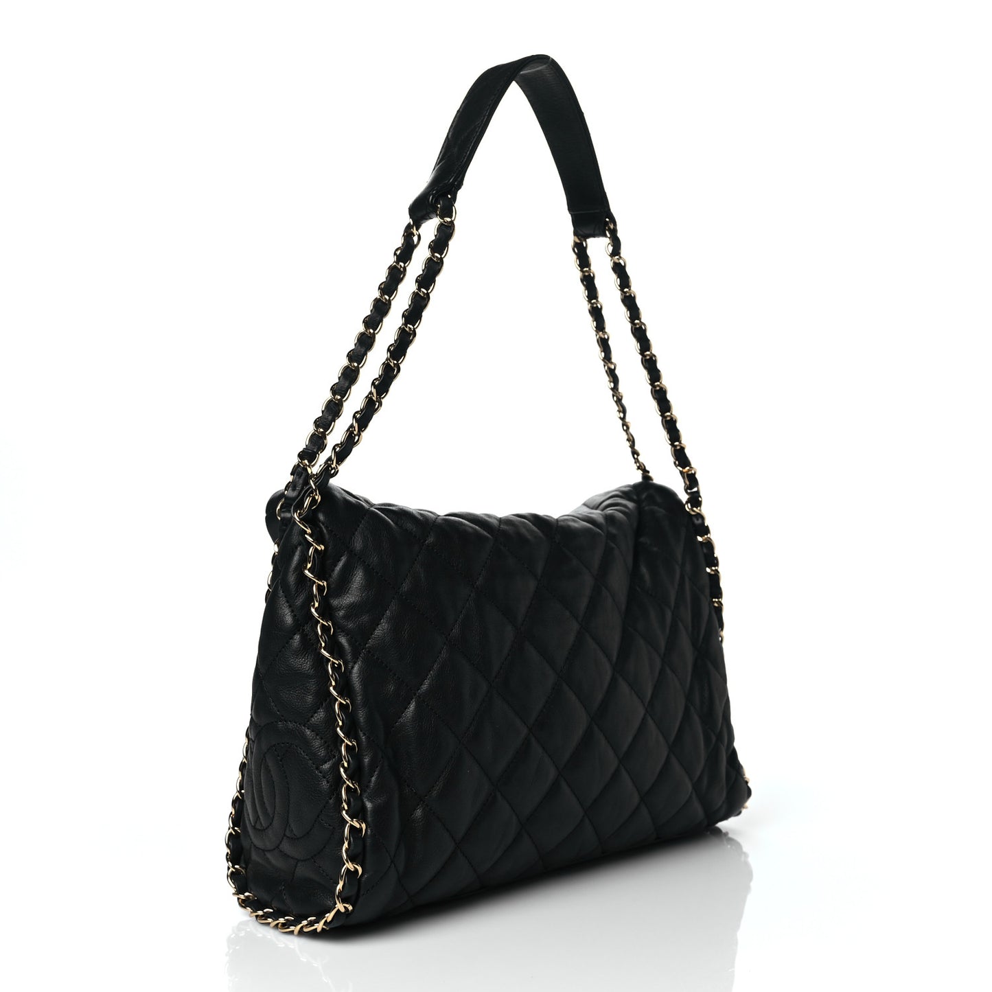 Calfskin Quilted Medium Chain Me Hobo Black