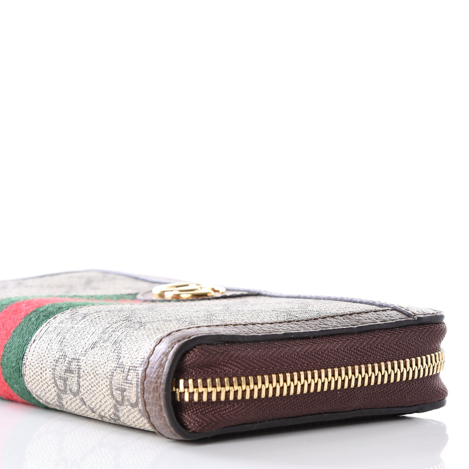 Gucci GG Supreme Monogram Web Ophidia Zip Around Wallet Brown 6 of 7
