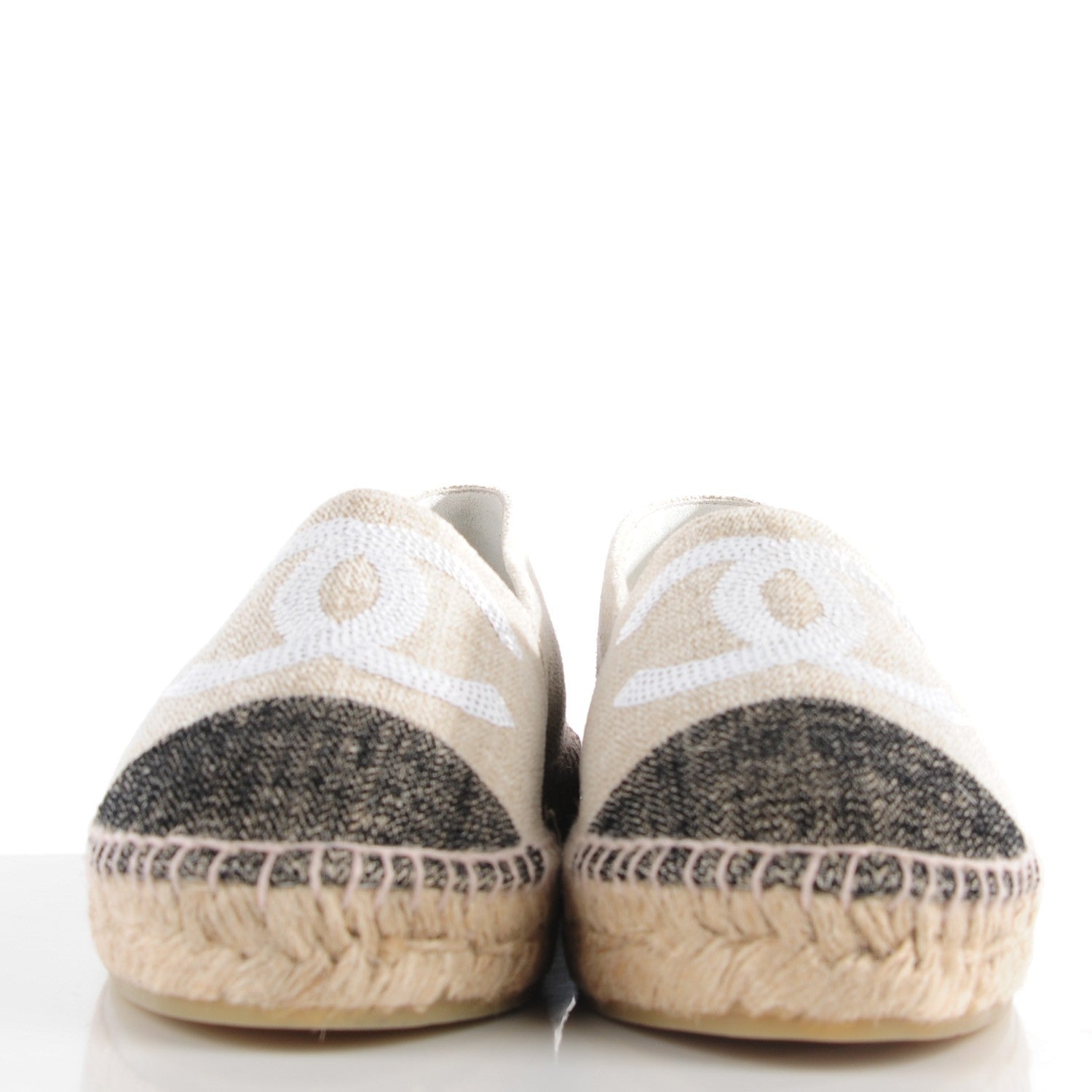 Chanel Toile Sequin CC Espadrilles 38 Beige Black 7 of 18