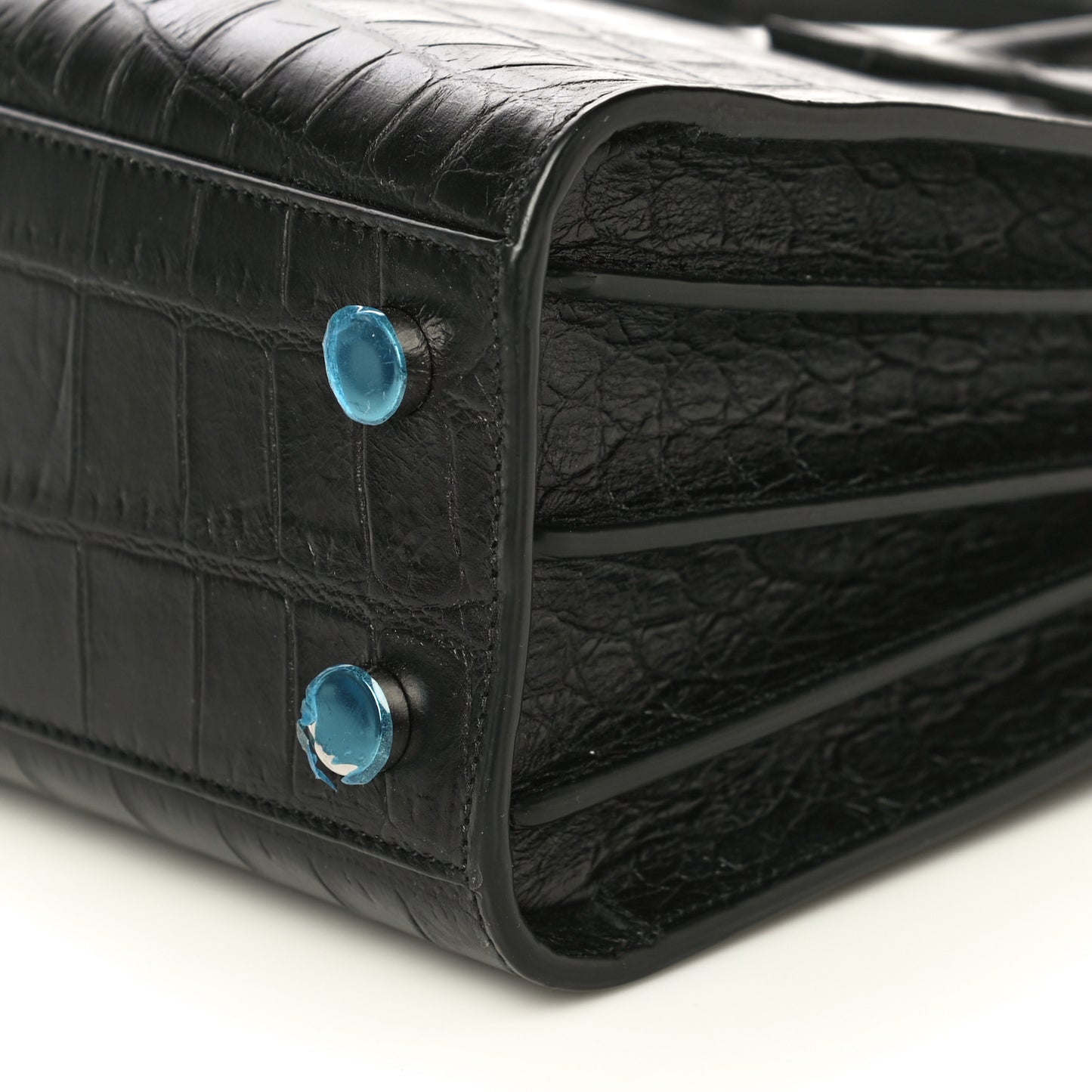 Calfskin Crocodile Embossed Nano Sac De Jour Black