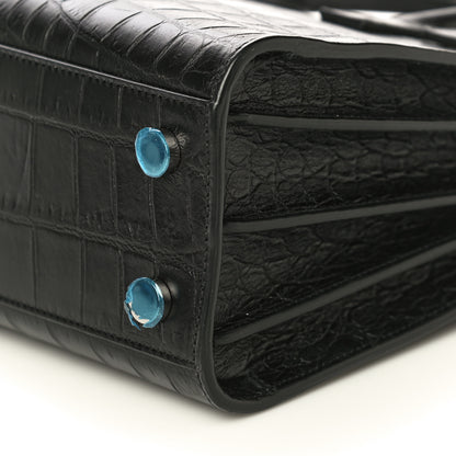 Saint Laurent Calfskin Crocodile Embossed Nano Sac De Jour Black 6 of 10