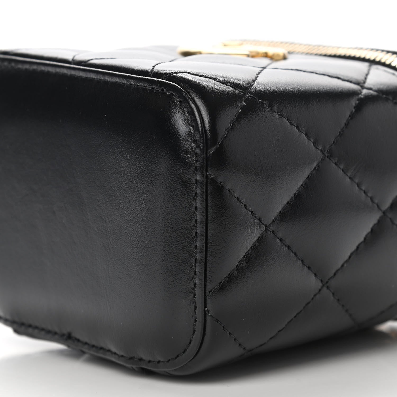 Chanel Calfskin Quilted Mini Perfect Fit Vanity Case With Chain Black 10 of 11