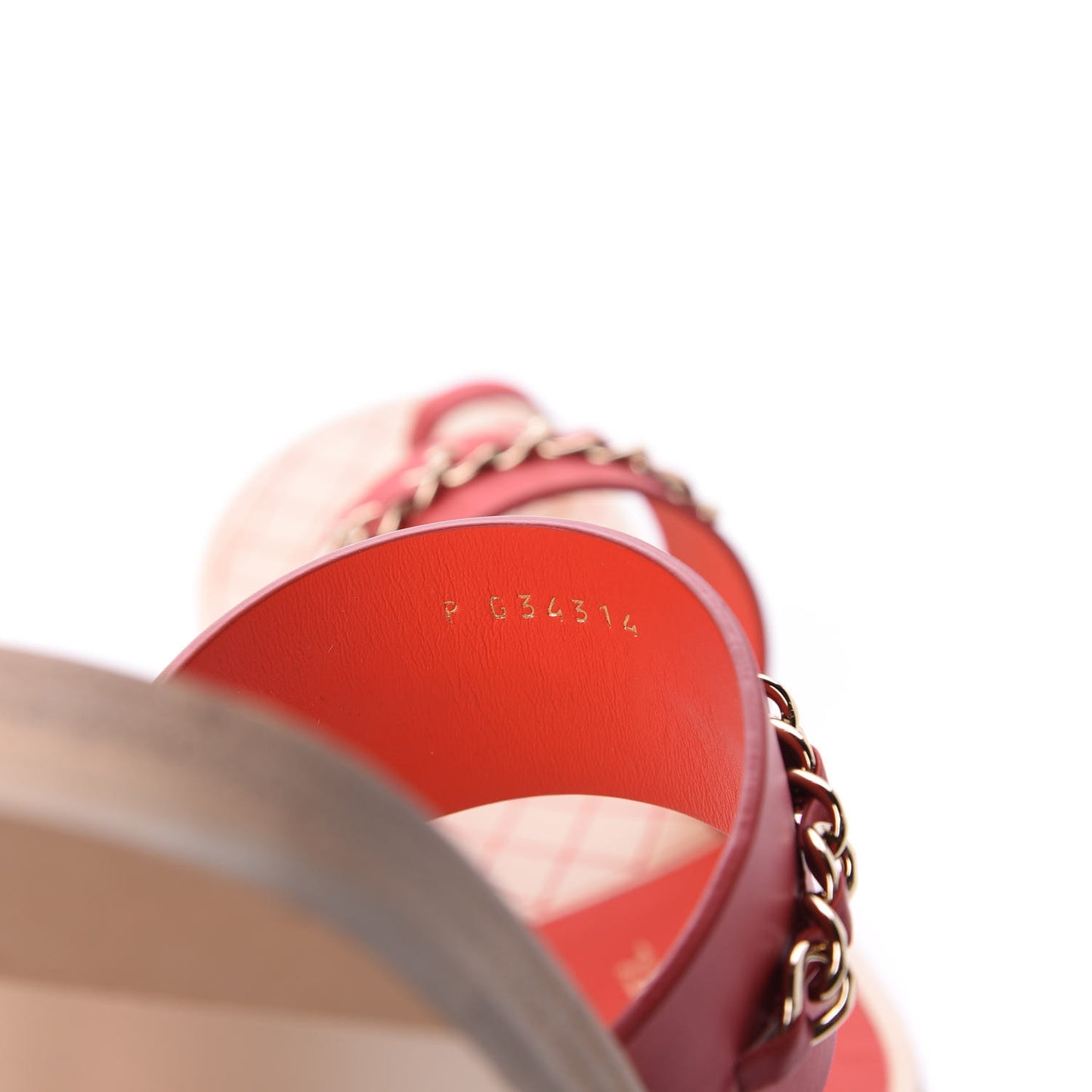 Calfskin Chain CC Sandals 40 Red