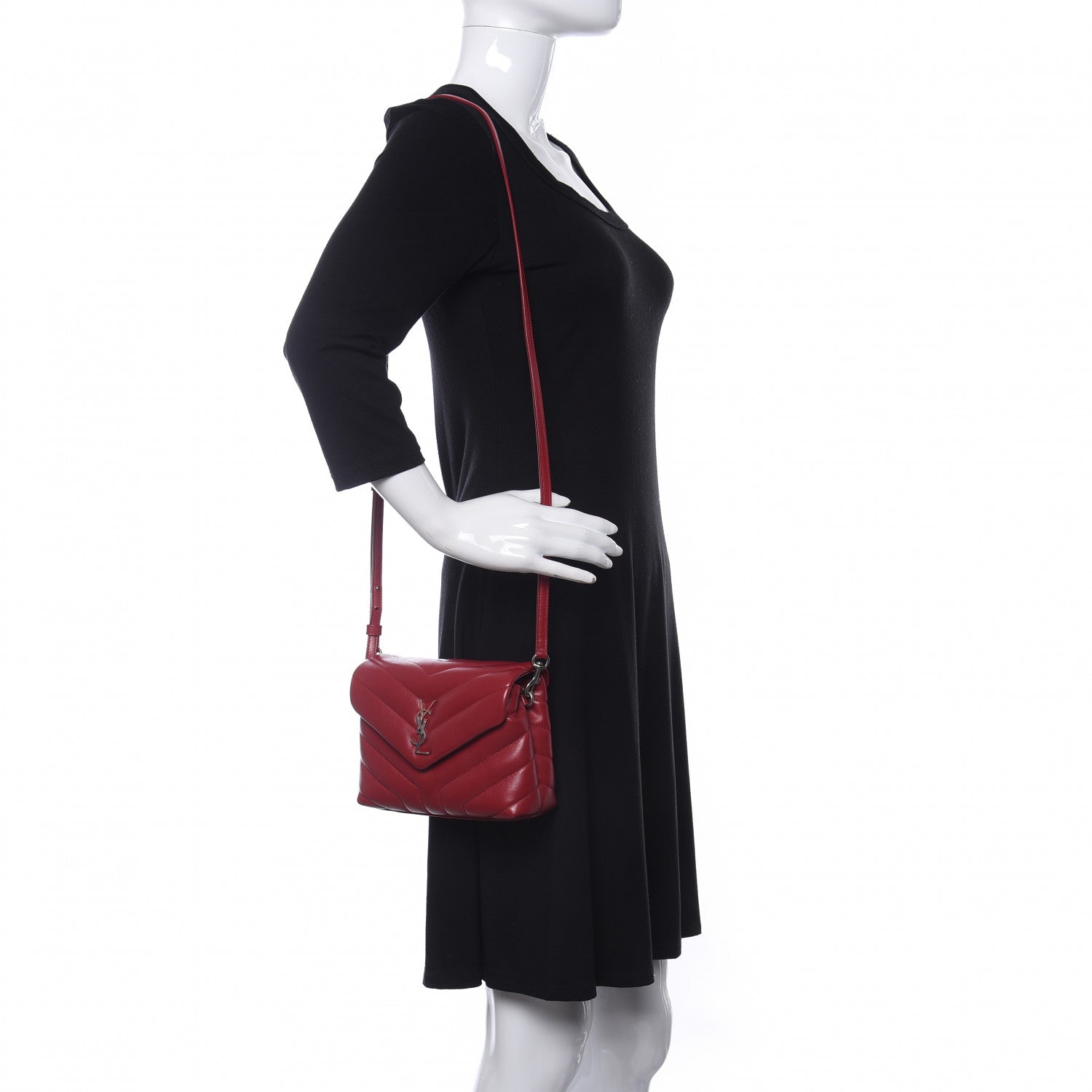 Saint Laurent Calfskin Y Quilted Monogram Toy Loulou Crossbody Bag New Lipstick 2 of 9