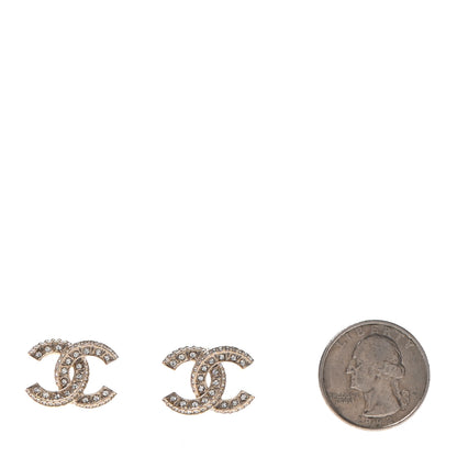 Chanel Crystal Timeless CC Earrings Light Gold 2 of 4