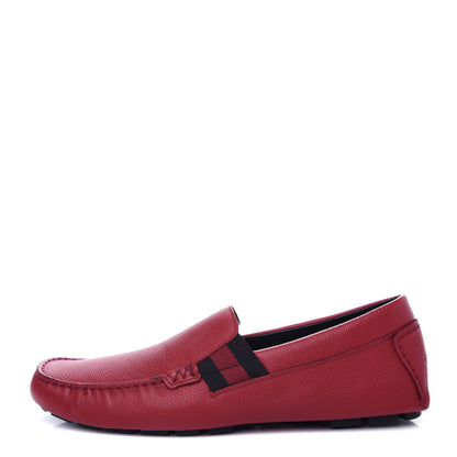 Gucci Calfskin Web Mens Driver Loafers 10 Red 1 of 10