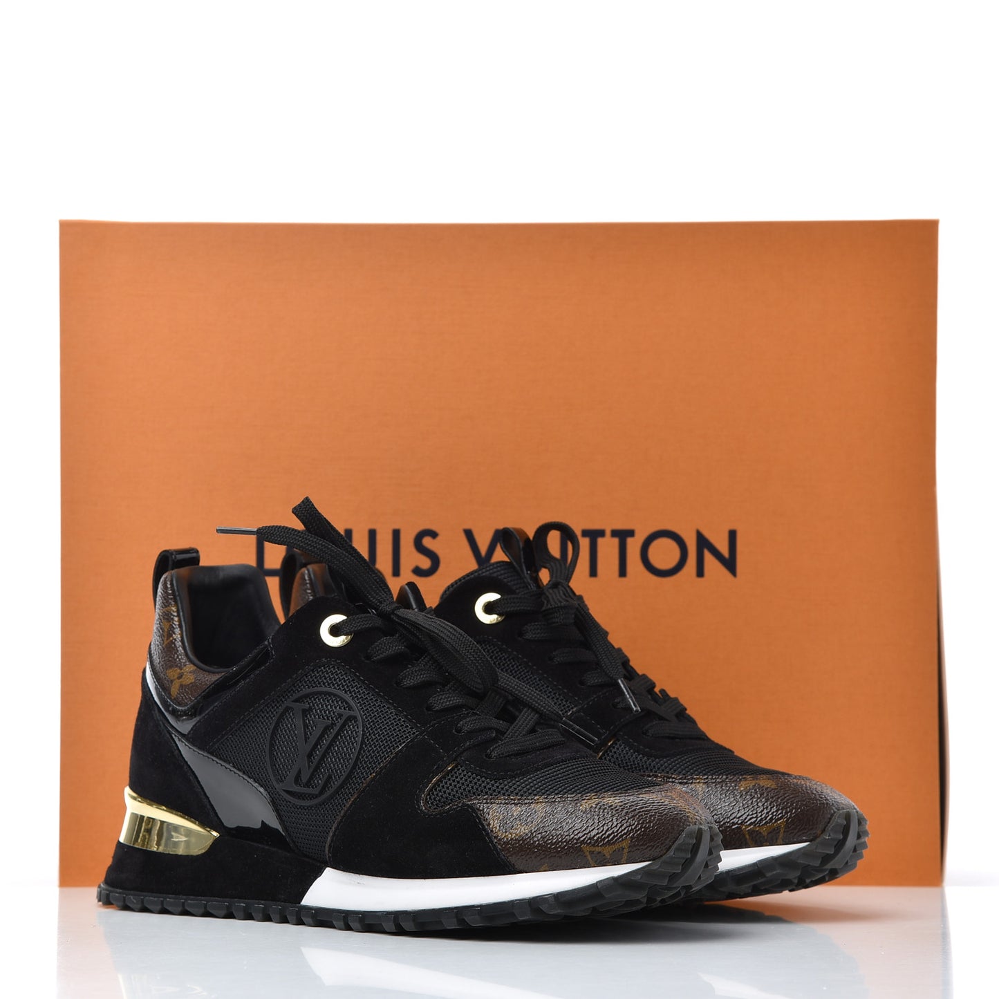 Suede Monogram Run Away Sneakers 38 Black