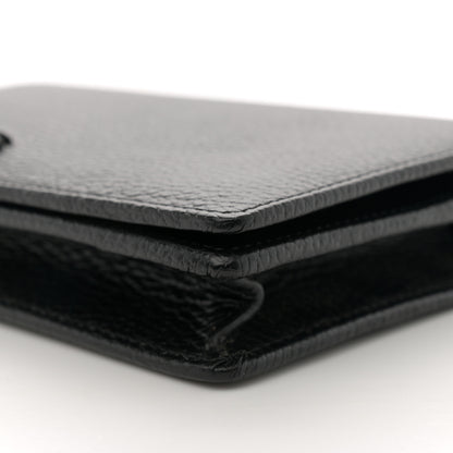 Gucci Dollar Calfskin Enamel Monochrome Mini GG Marmont Chain Wallet Black 9 of 11