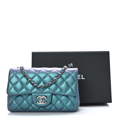 Chanel Iridescent Lambskin Quilted Mini Rectangular Flap Turquoise 11 of 11