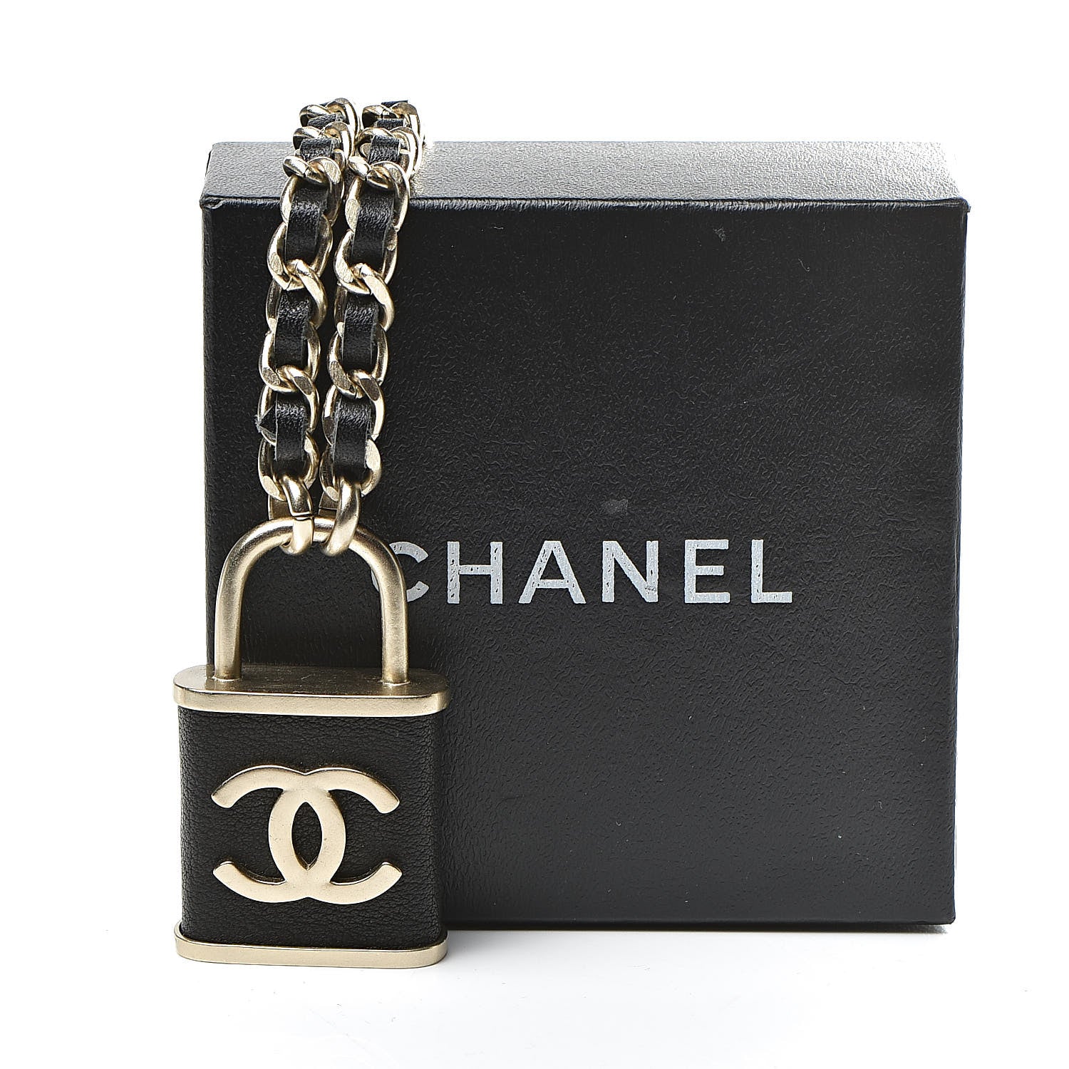 Chanel Metal Lambskin Lock Double Necklace Black 6 of 6
