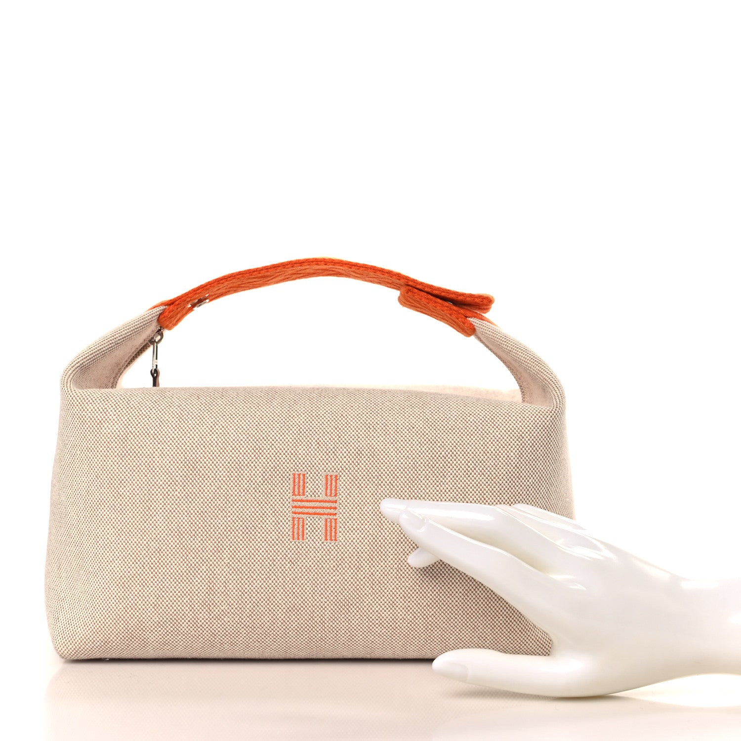 Hermes Canvas Large Bride-A-Brac Pouch Natural Orange 2 of 8