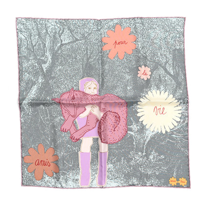 Hermes Silk Twill Amis Pour La Vie Scarf 45 Vert De Gris Parme 1 of 4