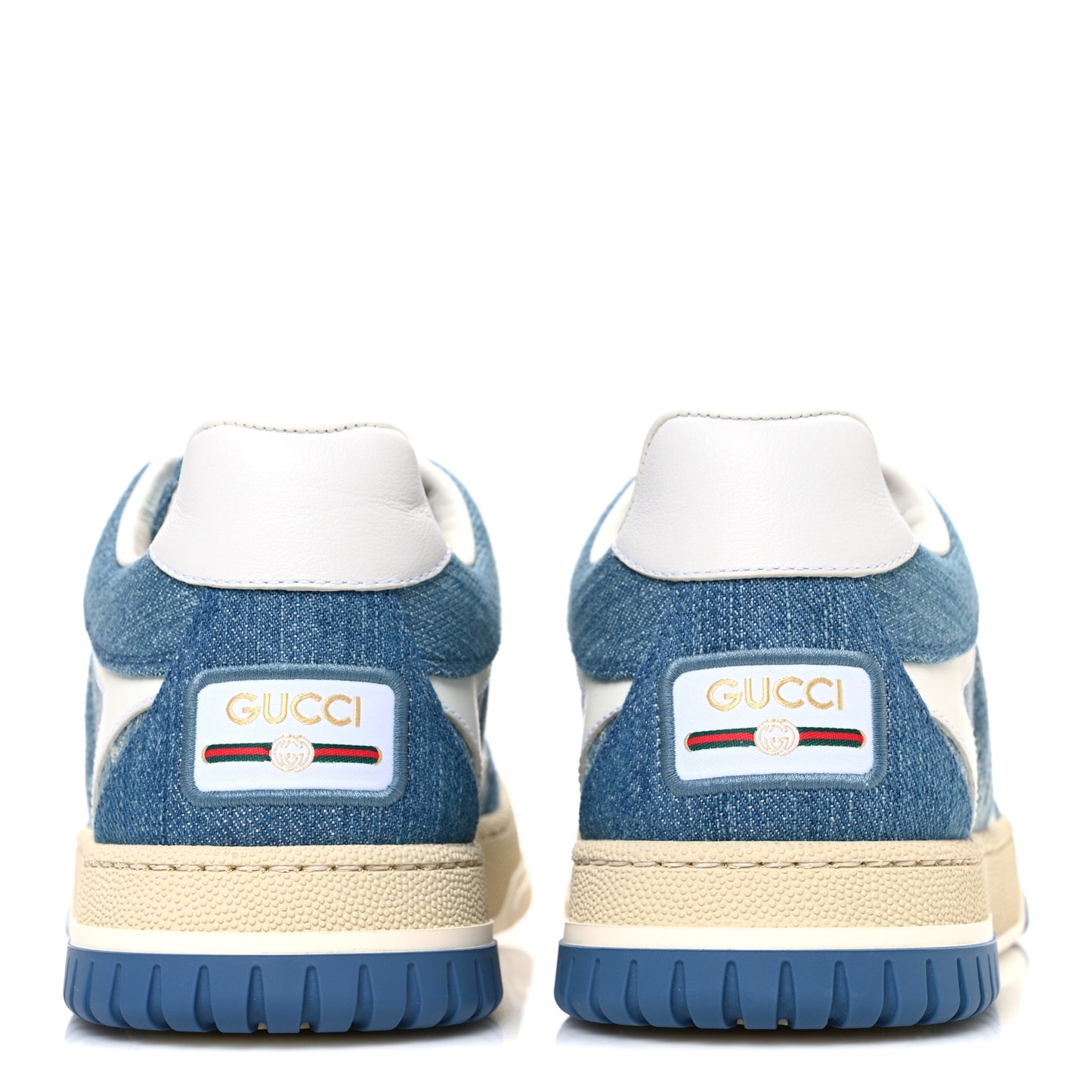 New Denim Delave GG Monogram Womens Re-Web Sneakers 36 Light Blue Royale