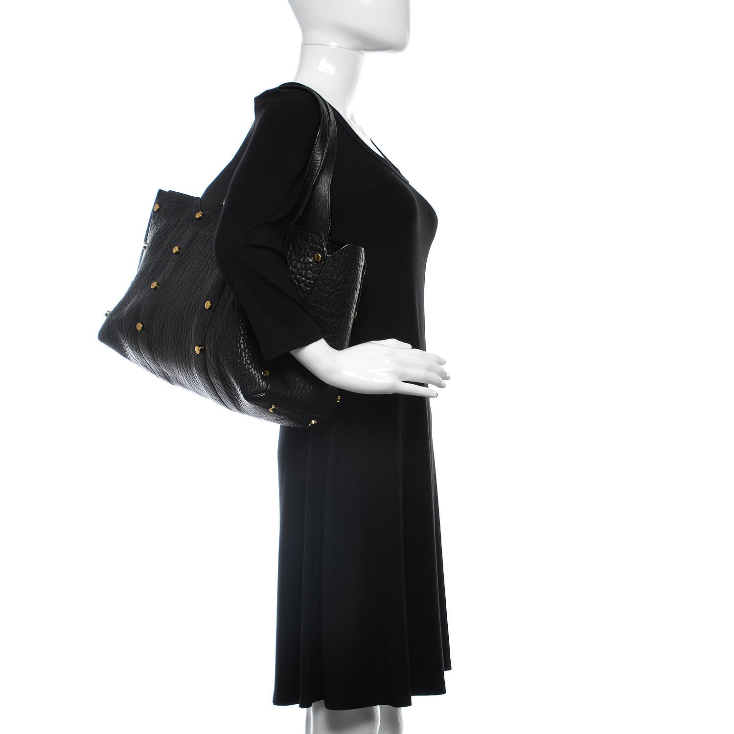 Jimmy Choo Grained Calfskin Studded Lockett Shopper Tote Black 2 of 8