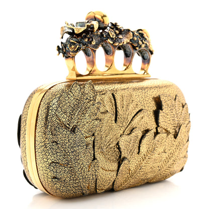 Alexander McQueen Embellished Flower Knuckle Box Clutch Gold 3 of 10