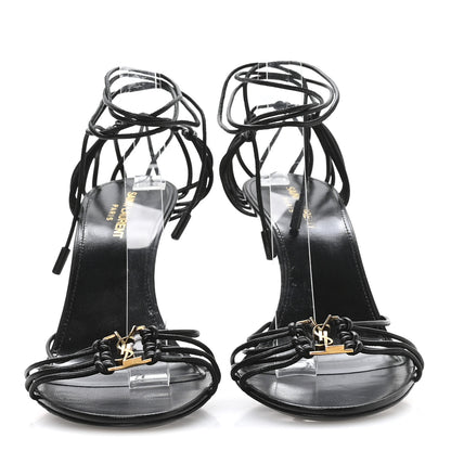 Saint Laurent Calfskin Babylone 90 Ankle Wrap Sandals 40 Black 3 of 7