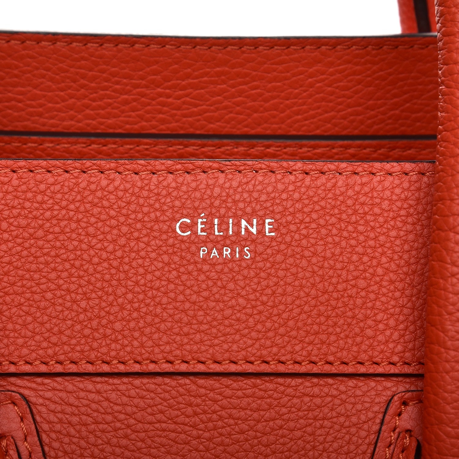 Celine Drummed Calfskin Mini Luggage Vermillion 6 of 7