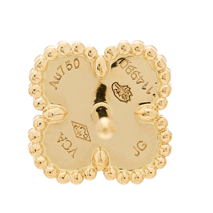 Van Cleef & Arpels 18K Yellow Gold Black Onyx Sweet Alhambra Earrings 4 of 5