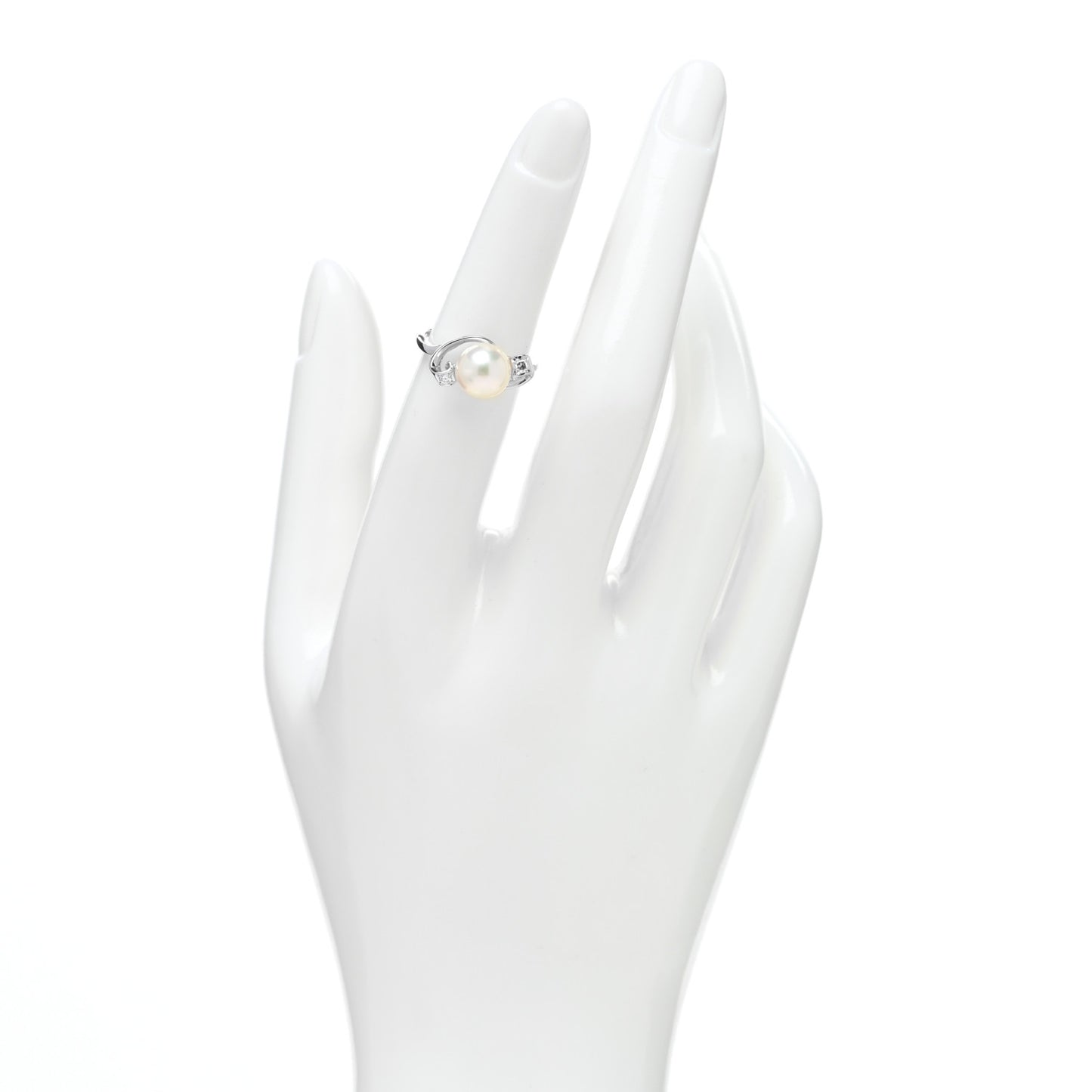 Platinum Diamond Akoya Pearl 8mm Ring 50 5.25