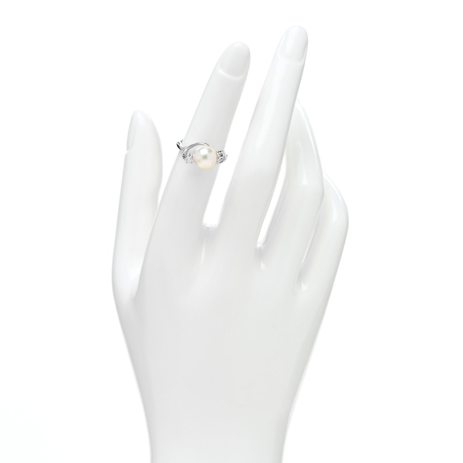 Mikimoto Platinum Diamond Akoya Pearl 8mm Ring 50 5.25 2 of 4