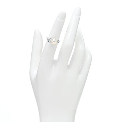 Mikimoto Platinum Diamond Akoya Pearl 8mm Ring 50 5.25 2 of 4