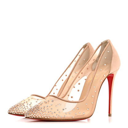 Christian Louboutin Suede Lame Crystal Strass Follies 100 Pumps  38.5 Light Silk 4 of 9