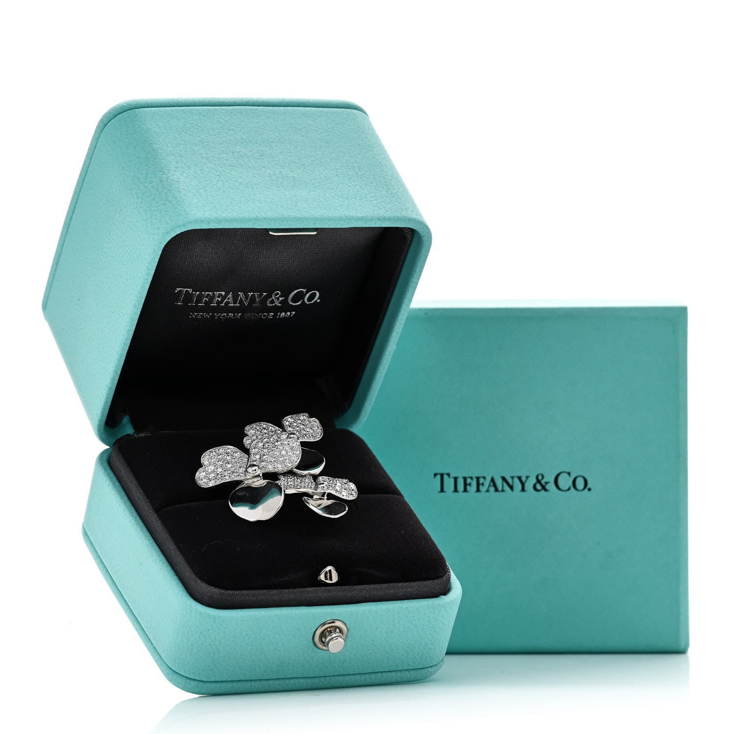 Tiffany Platinum Diamond Paper Flowers Cluster Ring 52 6 7 of 7