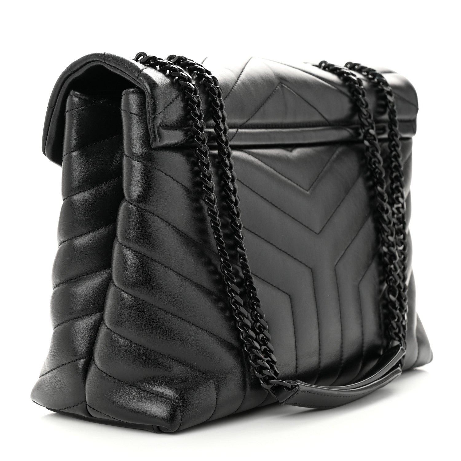 Saint Laurent Calfskin Y Quilted Monogram Monochrome Medium Loulou Chain Satchel Black 3 of 11
