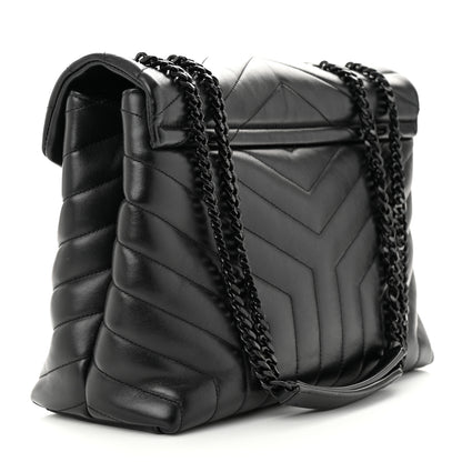 Saint Laurent Calfskin Y Quilted Monogram Monochrome Medium Loulou Chain Satchel Black 3 of 11