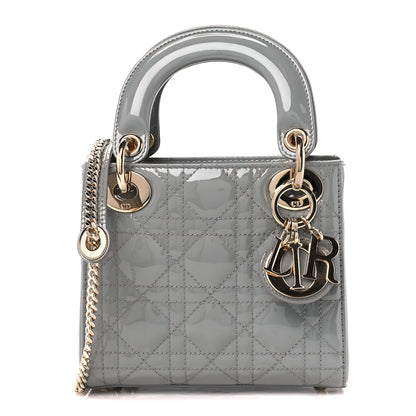 Christian Dior Patent Cannage Mini Lady Dior Grey Stone 1 of 14