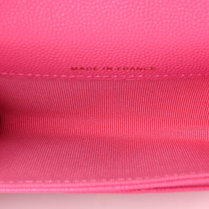 Chanel Caviar Quilted Flap Card Holder Wallet Pink 5 of 9