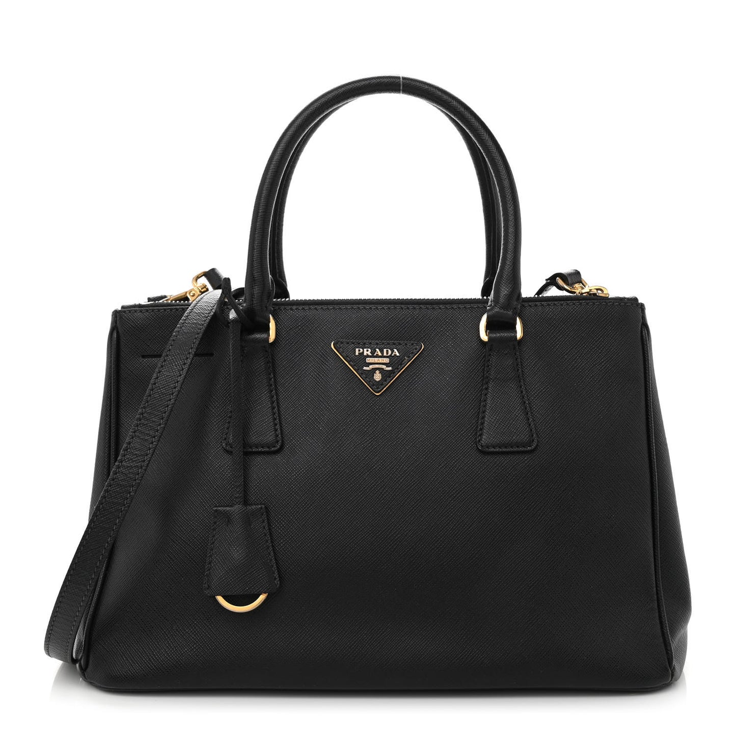 Saffiano Small Galleria Double Zip Tote Black