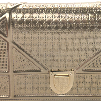 Christian Dior Metallic Patent Micro-Cannage Diorama Wallet on Chain Pouch Gold 13 of 14