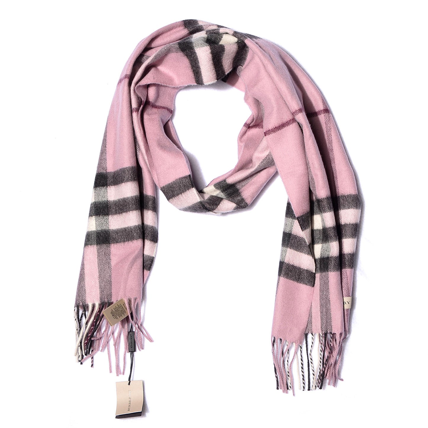 Cashmere Giant Check Scarf Pink Heather