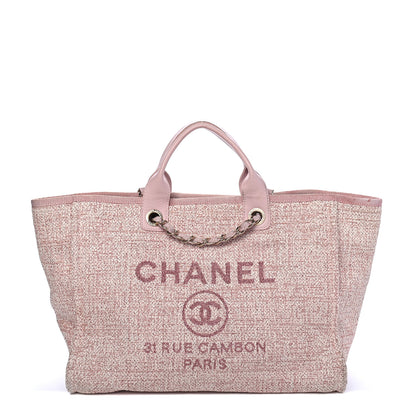 Chanel Straw Lurex Medium Deauville Tote Pink 1 of 11