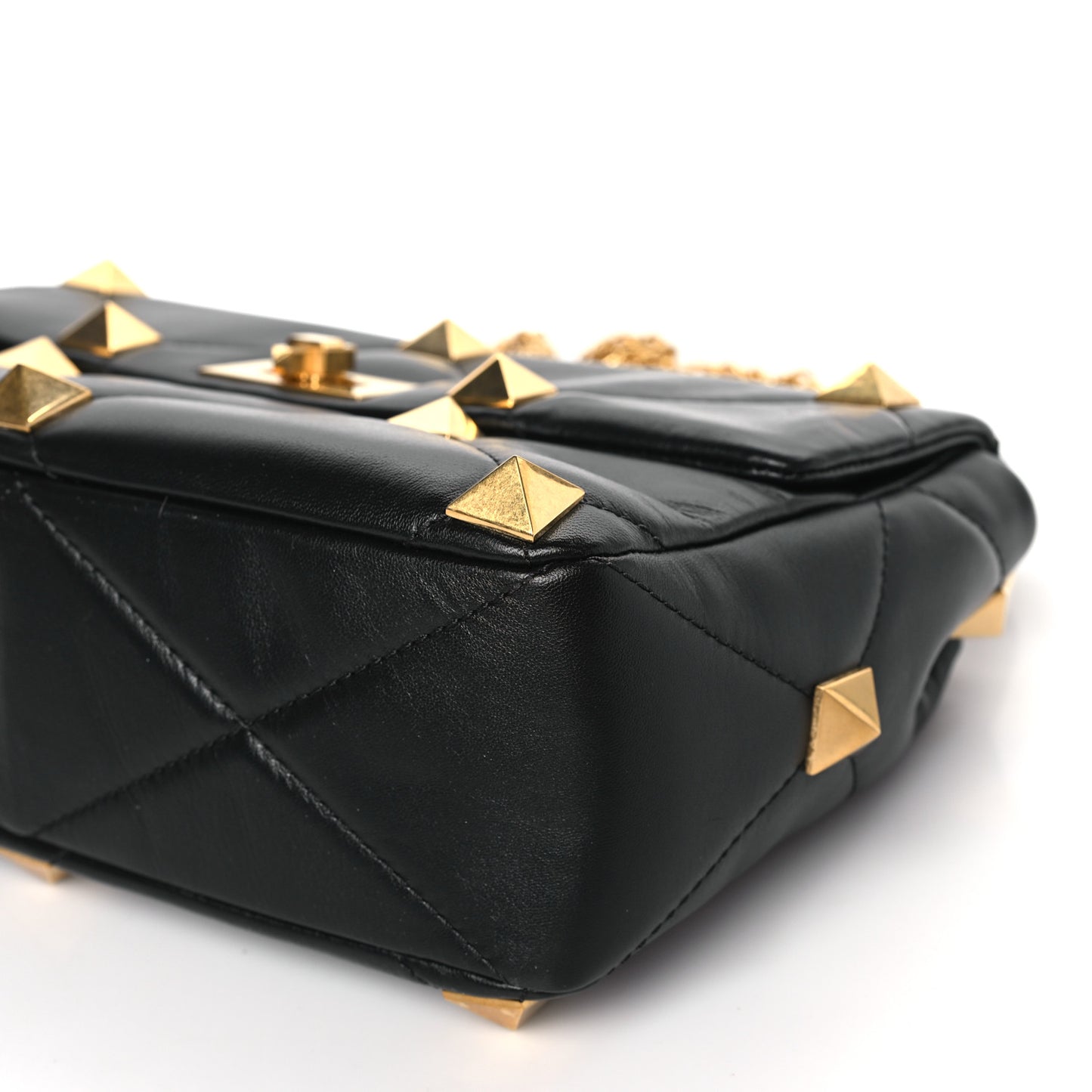 Nappa Large Roman Stud Shoulder Bag Black