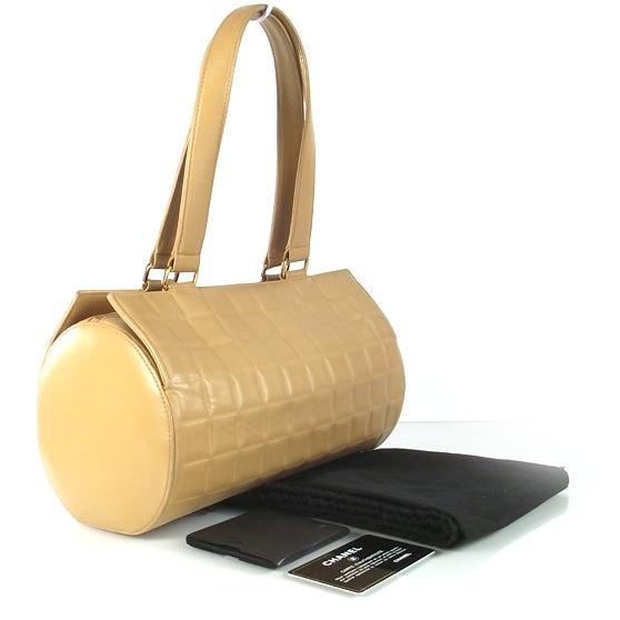 Lambskin Chocolate Bar Quilted Bag Beige