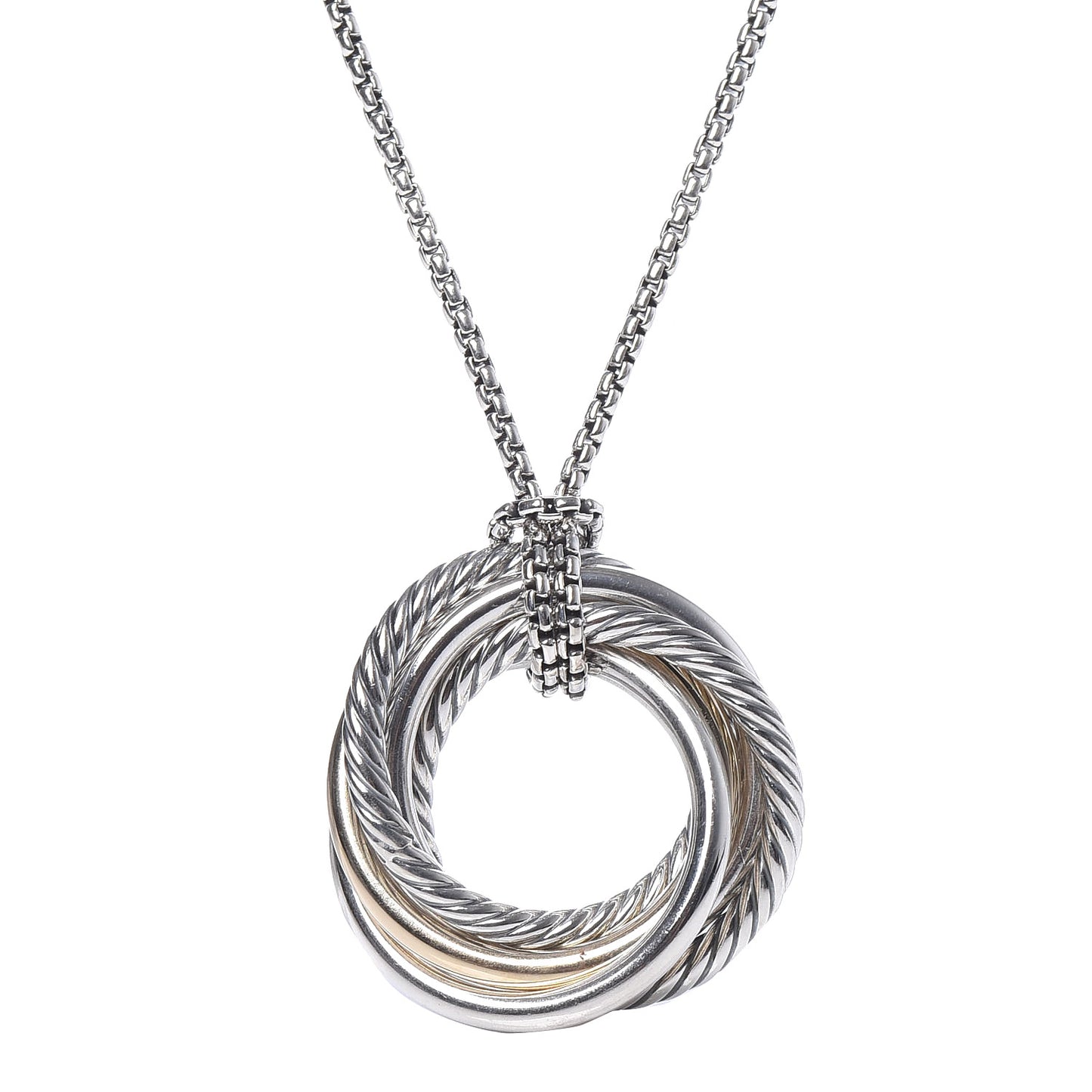 Sterling Silver 14K Yellow Gold 28mm Crossover Pendant Necklace